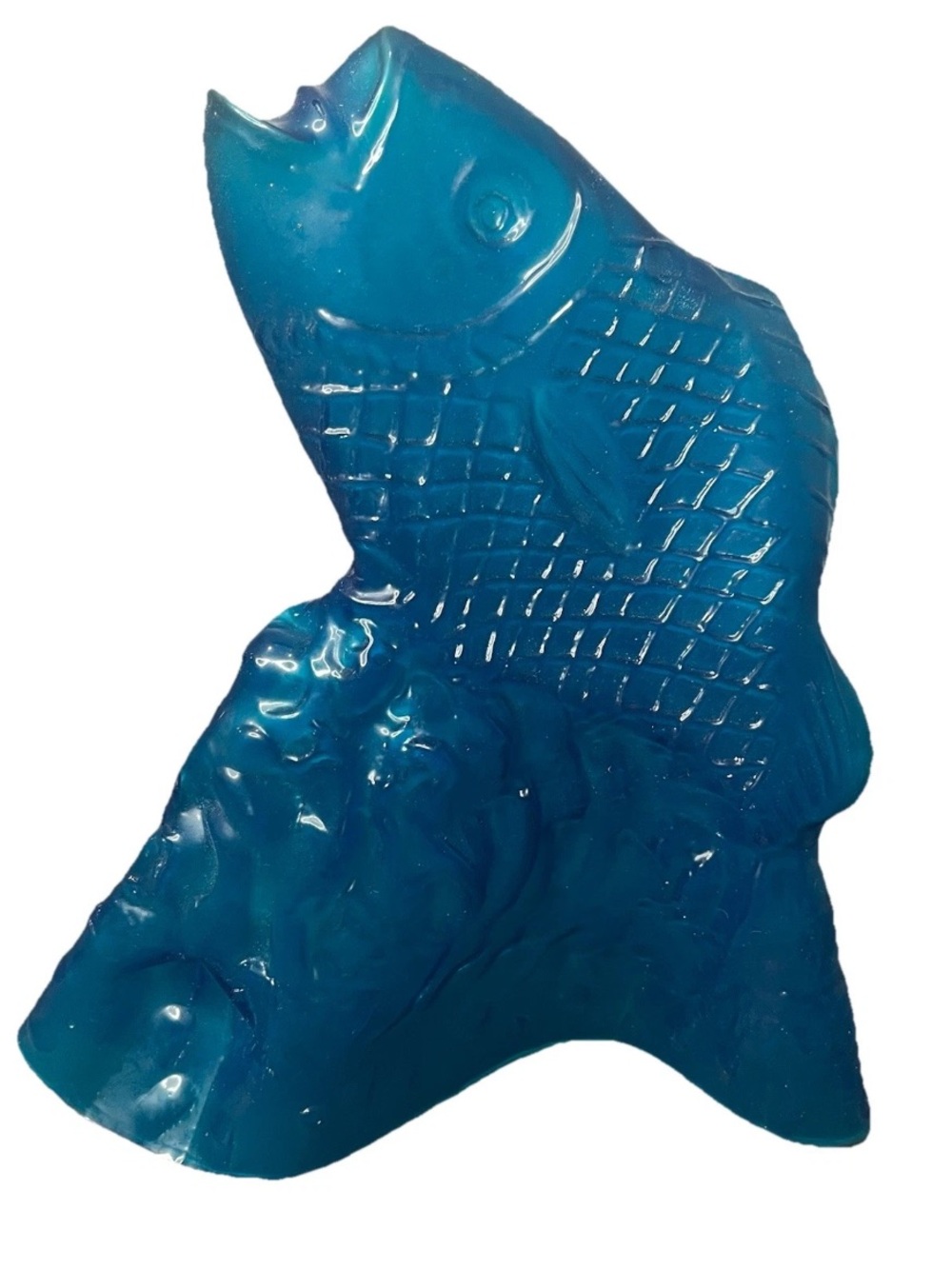 Vintage Ice Art Ice Sculpture Molds Carp Fish Water Waves Reusable Blue Plastic